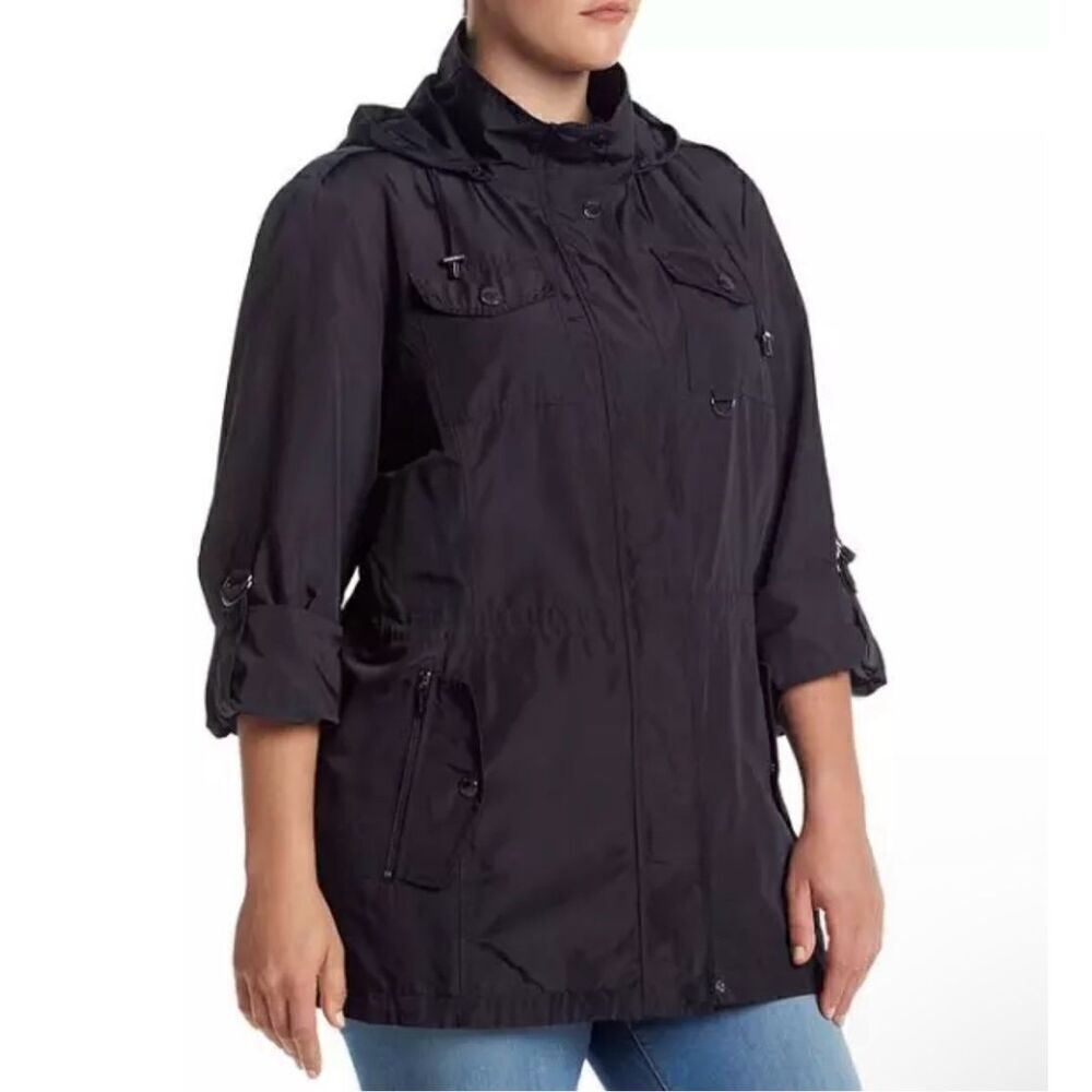 Michael Kors Fly Front‎ Anorak Coat Navy Blue XL Hooded